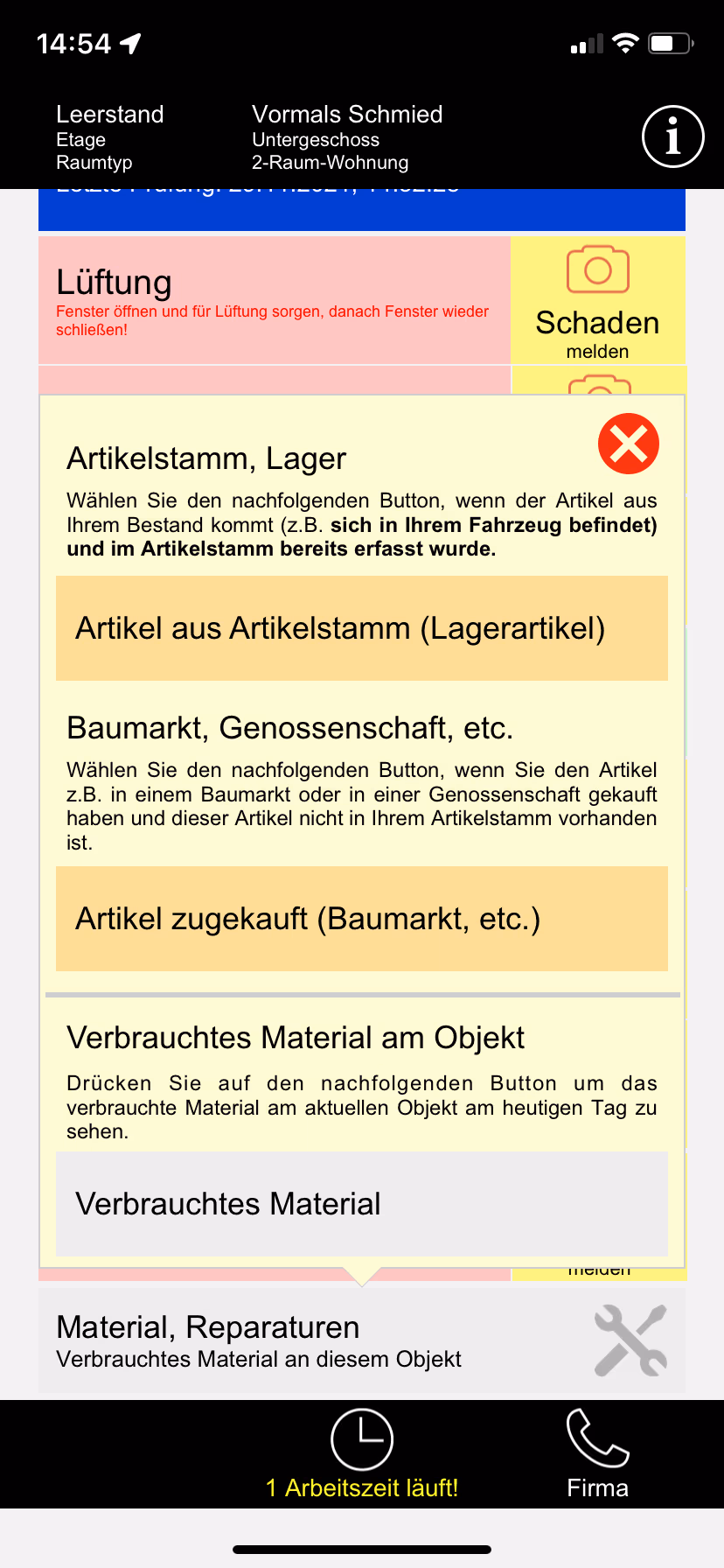 Sofort eine Reparatur vornehmen und buchen